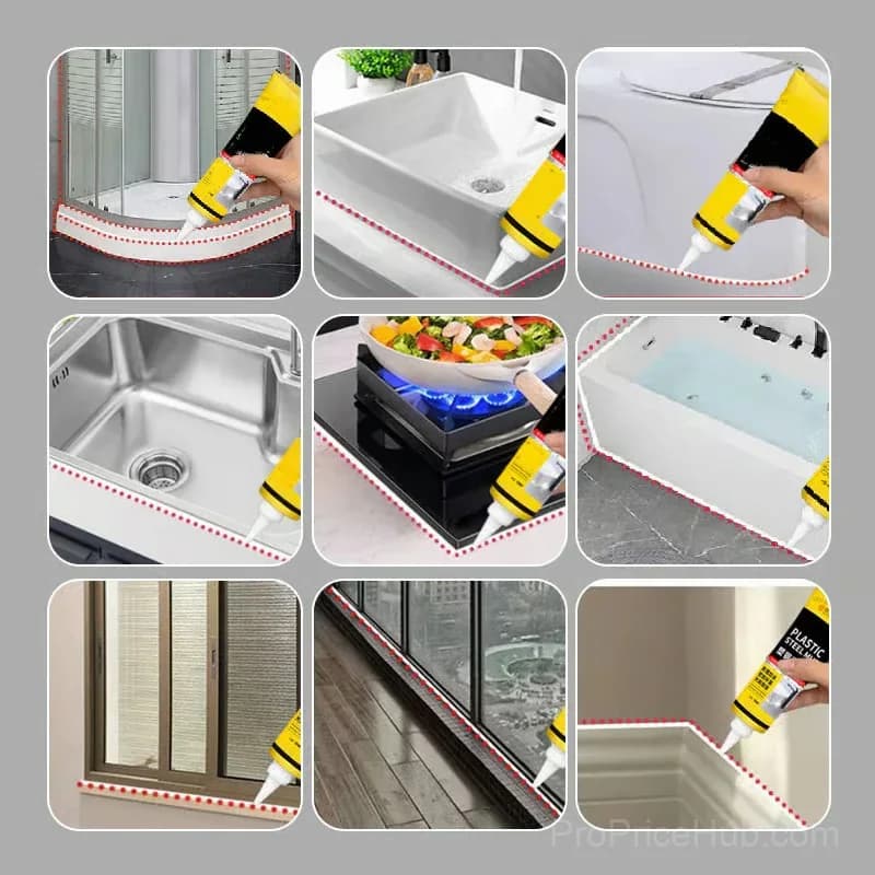 Waterproof White Caulk 150ml with Narrow Nozzle and Scraper - View 8