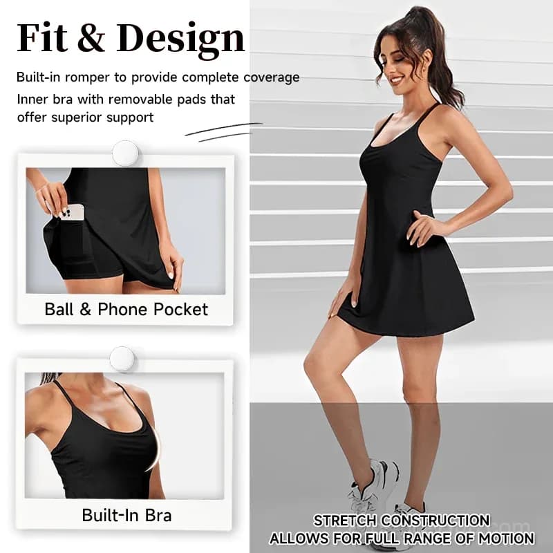 Backless Tummy Control Active Dress - View 5
