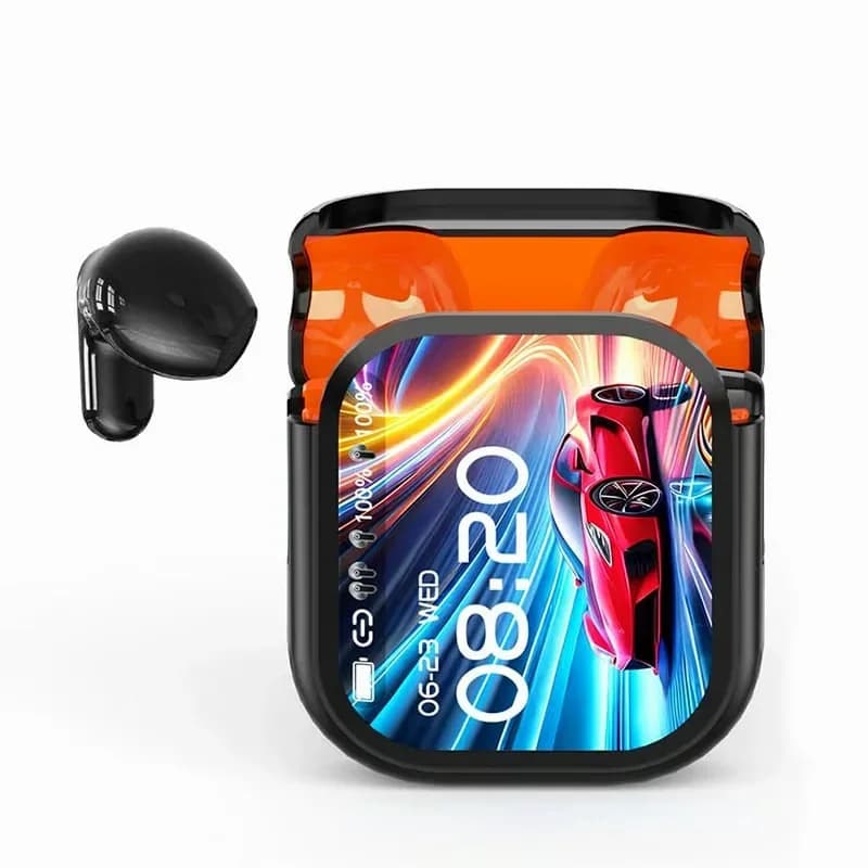 AI Translation Headphones with HD Color Screen, Noise Reduction, White - Alt