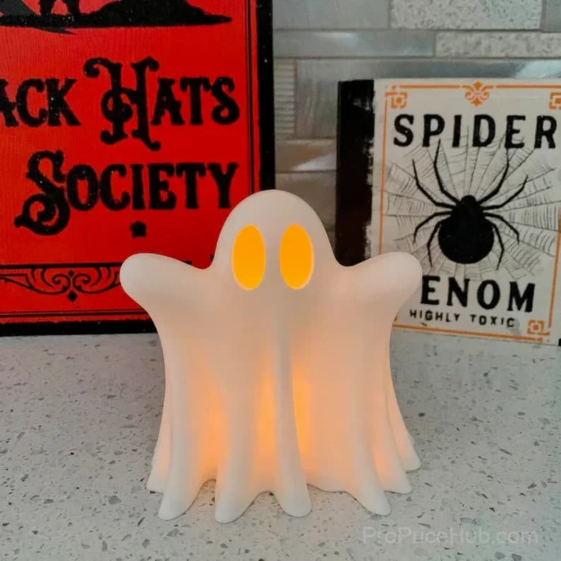 3D Printed Cute Ghost Halloween Tea Light Decorations - View 3