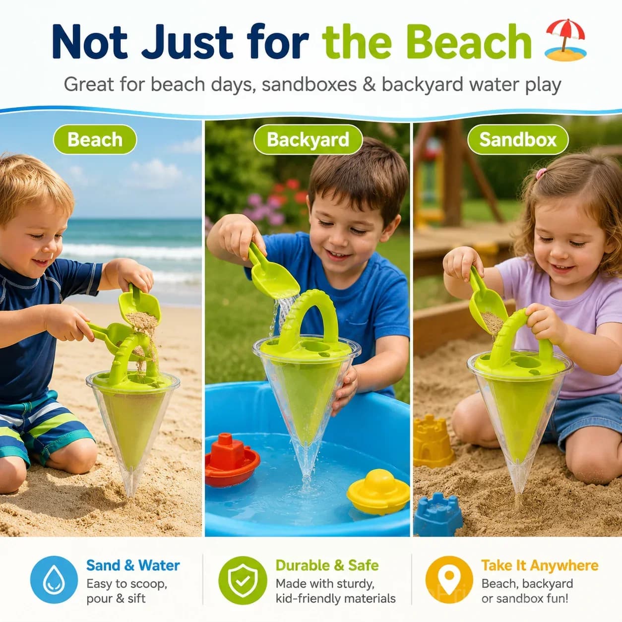 Kids Sand & Water Funnel Toy with Sifting Shovel - View 6