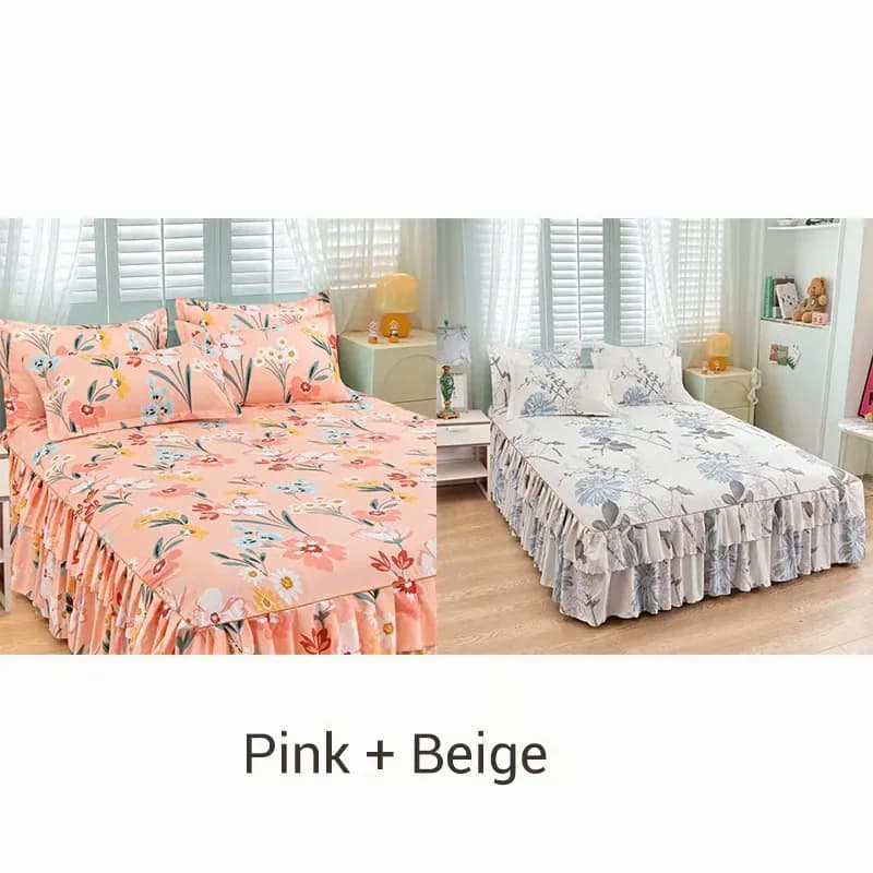 3-Piece Green Ruffled Bed Skirt Set, Cot Size 40 x 75 in - View 15