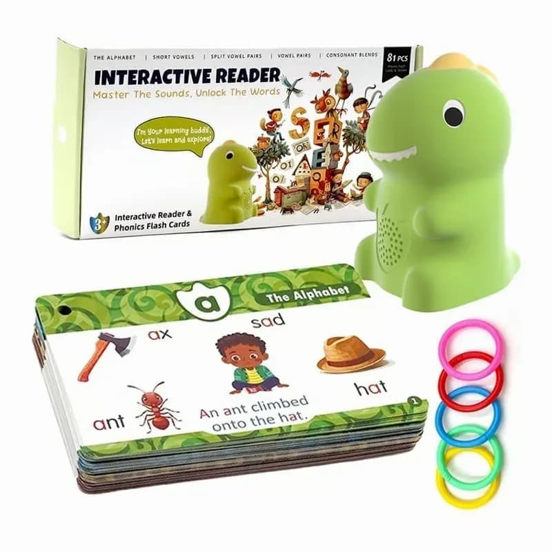 Dino Learning Point-Reader Pen Set with 75 Cards, Wristband & Stickers - Main