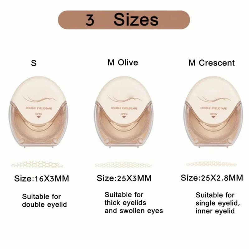 Glue-Free Invisible Double Eyelid Stickers, S Crescent, 120 Strips - Alt
