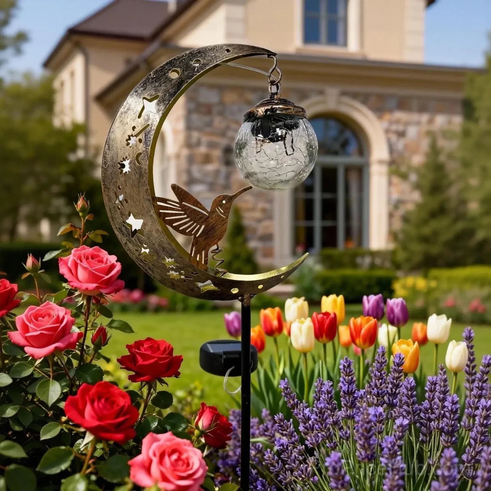 Hummingbird Moon Solar Garden Stake Light - Main