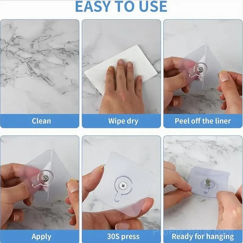 Self-Adhesive Acrylic Photo Hooks, Stainless Steel & Ceramic - View 3