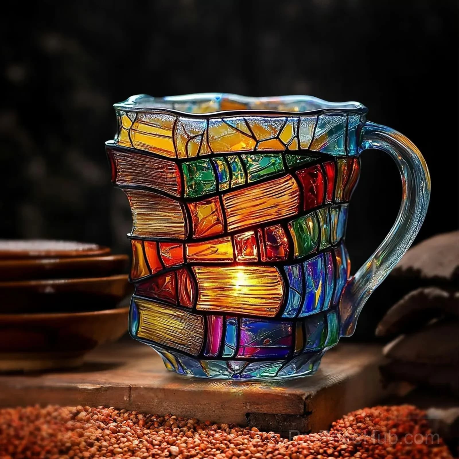 3D Painted Book Glass Coffee Mug, Book Lover Cup, Style A - View 6