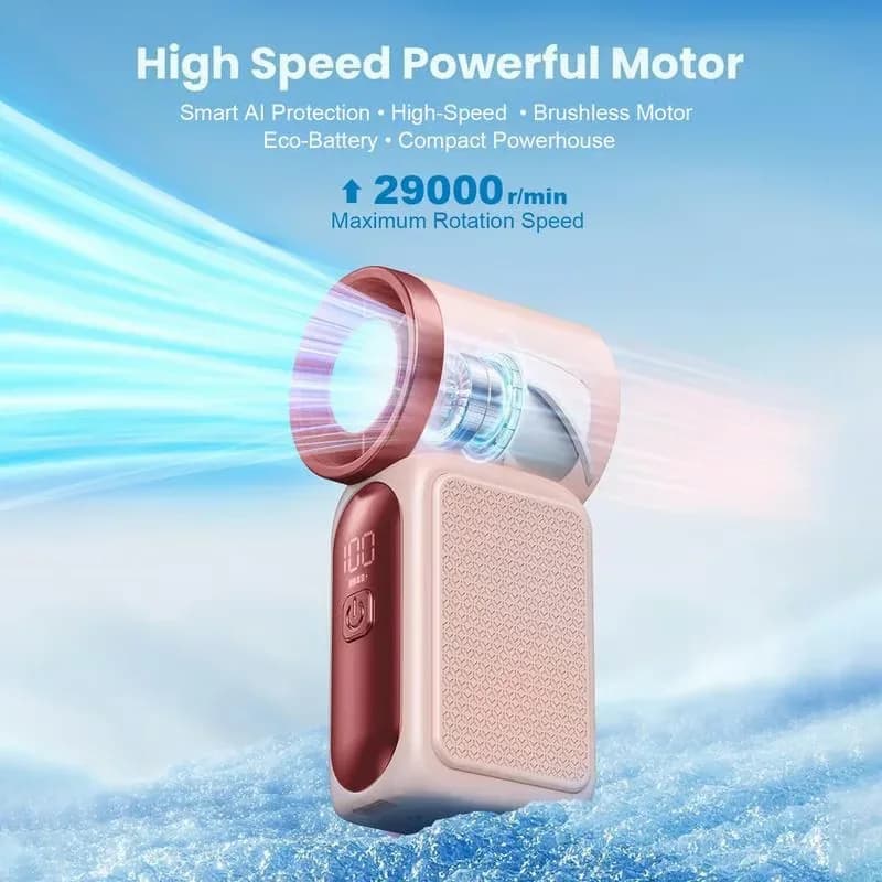 Turbo Handheld Fan, 16900 RPM, 6-Speed, LED Display, 3000mAh, Purple - View 21