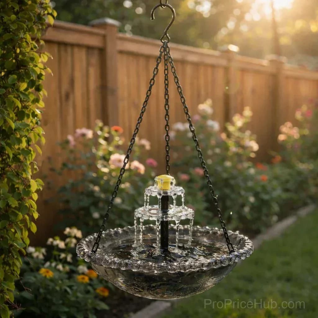 Solar Cascade Hanging Bird Bath Fountain - View 4