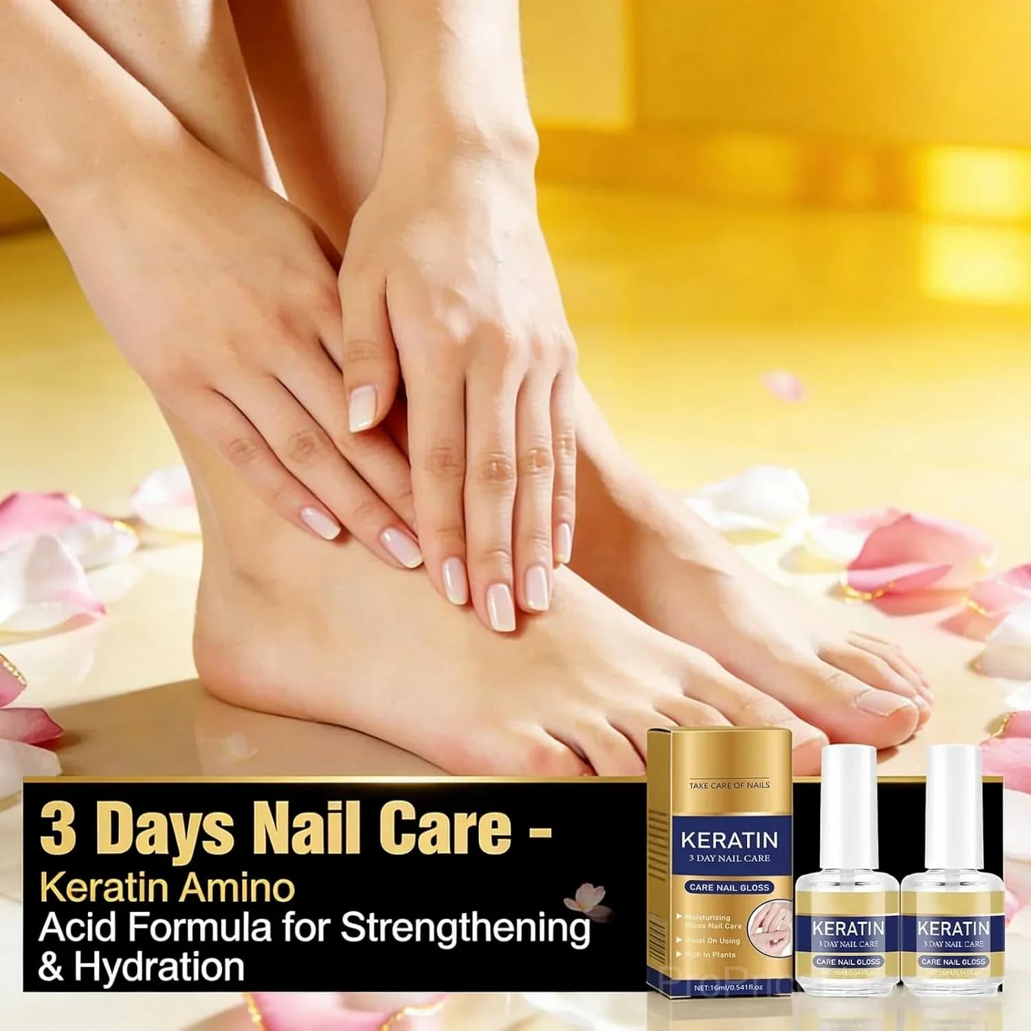 Keratin Amino Acid Nail Care for Dry, Weak & Fragile Nails - 3 Day Treatment - Main