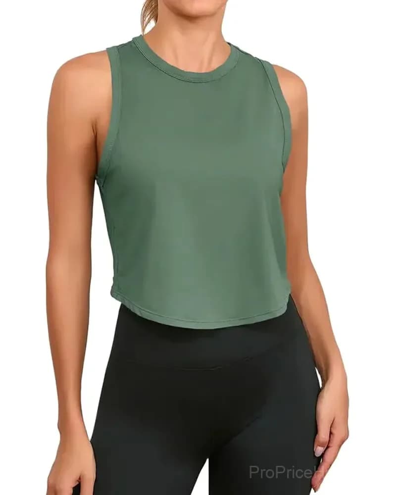 Sporty Cropped Tank Top, Green, US 4 (S) - Main