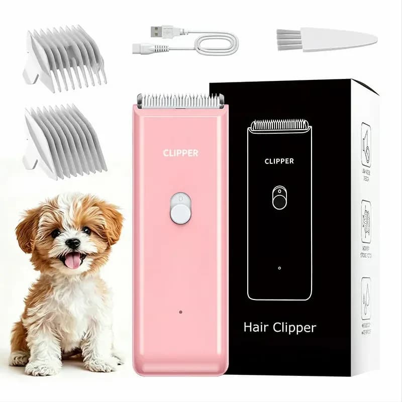 Quiet Cordless Pet Clipper with Ceramic Blade, IPX7, Pink - Main