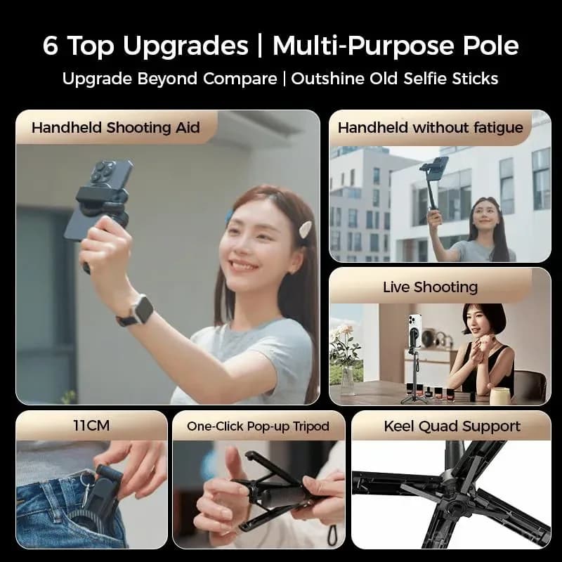 4-in-1 360° Rotating Magnetic Selfie Stick - View 3