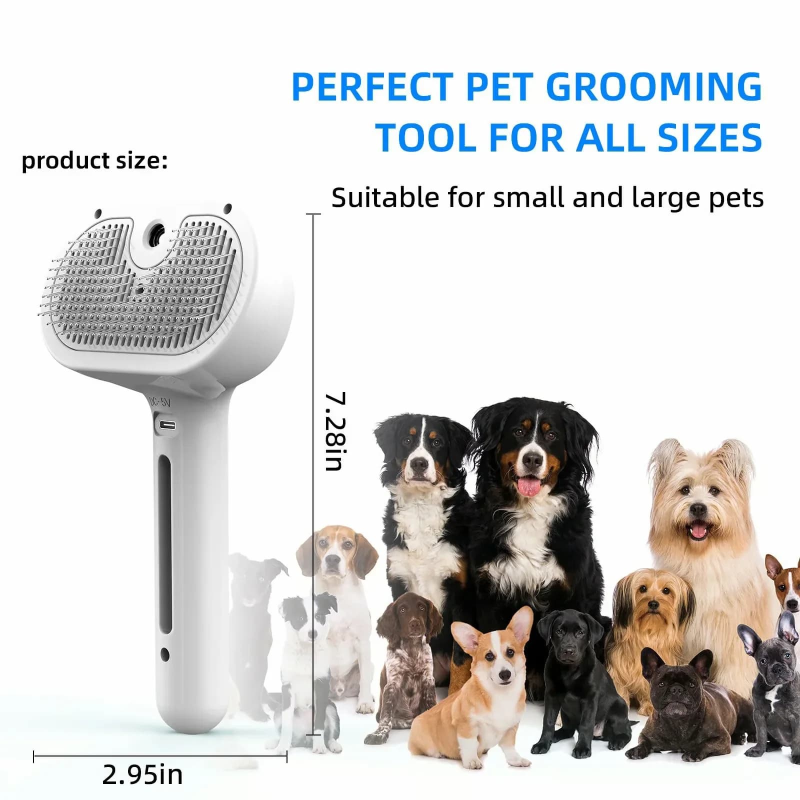 White Pet Spray Hair Removal Comb for Dogs - Main
