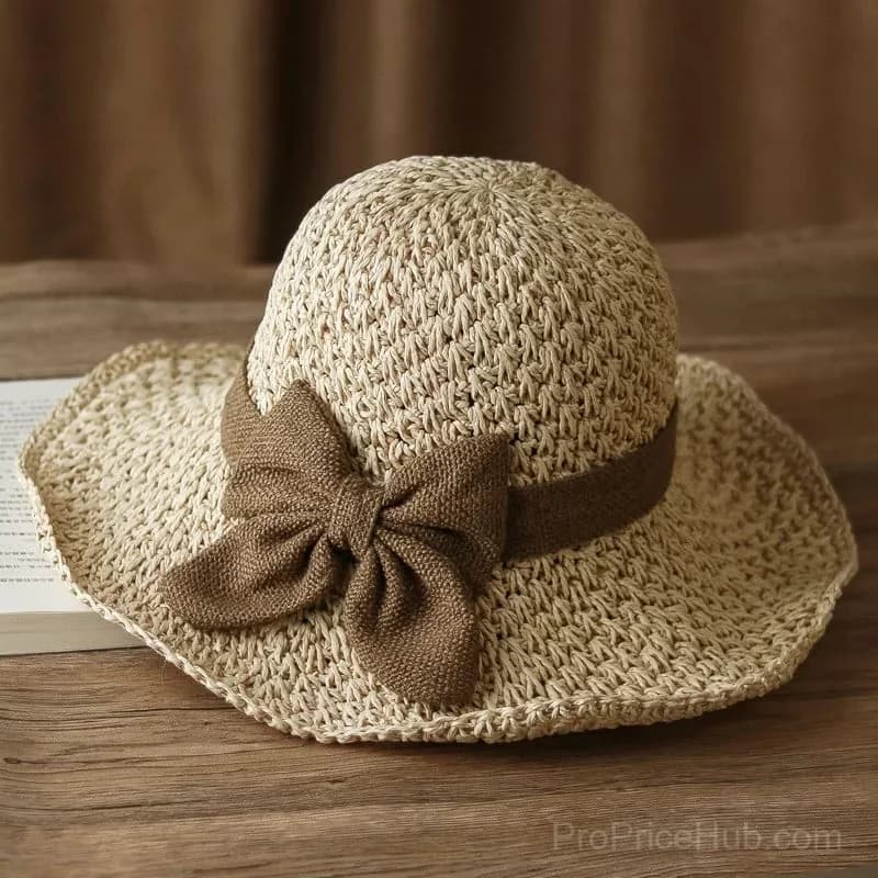 Straw Hat with Retro Bow - Foldable & Breathable Summer Hat - View 8