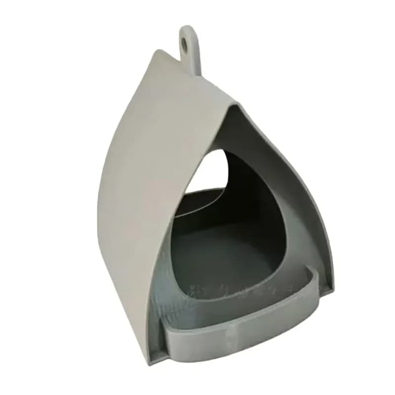 Gray Hanging Bird Feeder with Roof for Garden - View 9