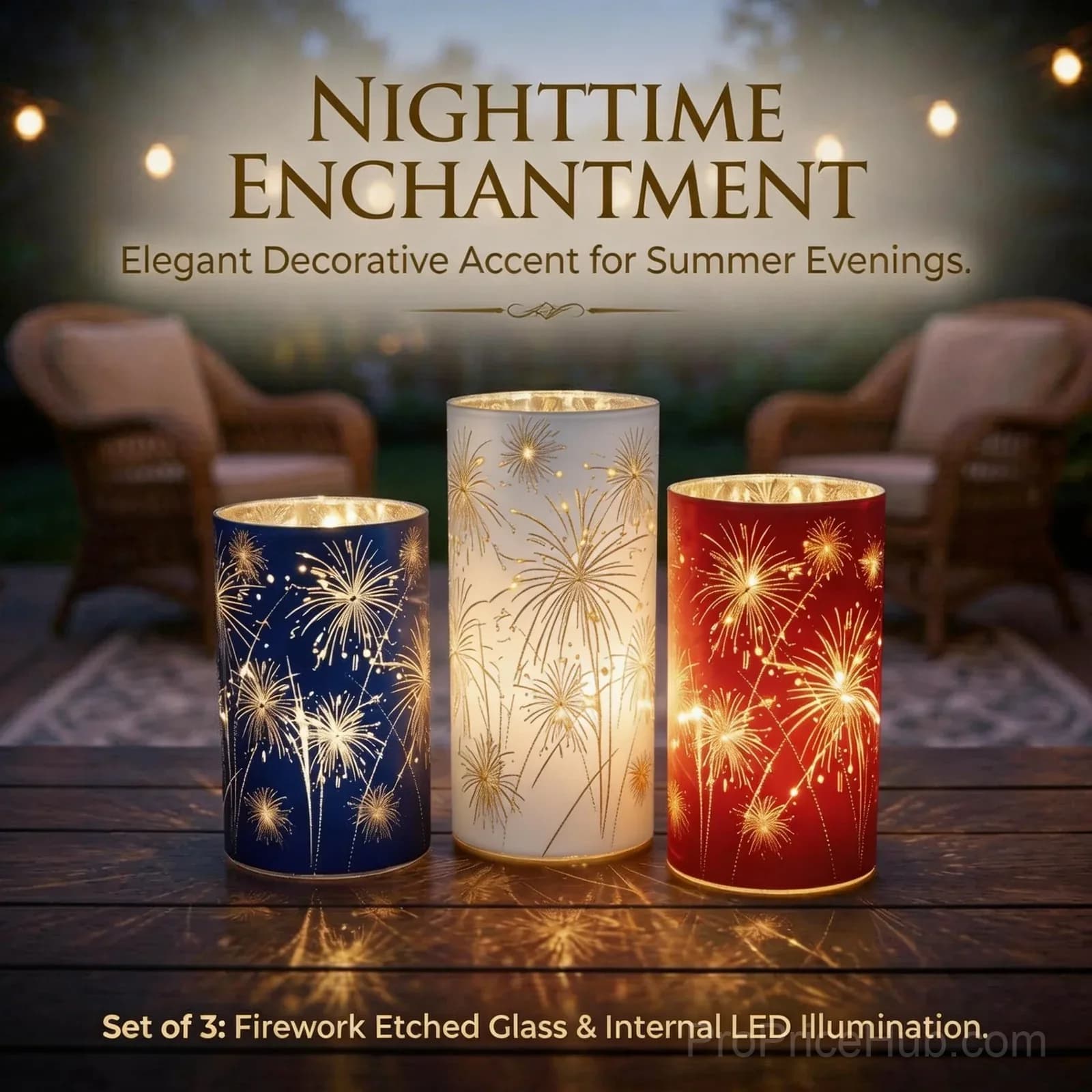 Patriotic Red, White & Blue Firework Lanterns - Premium Trio Set - View 2