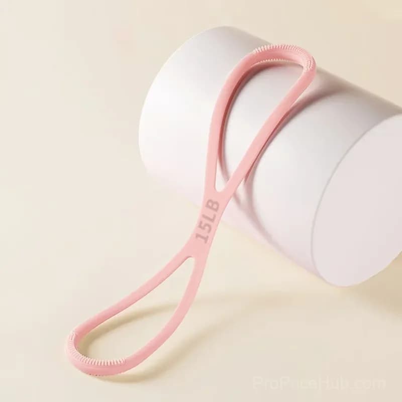 8-Shaped Silicone Resistance Band with Massage Grip, Pink, 15 lb - Main