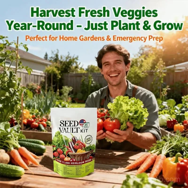 Survival Seed Vault, 35 Varieties, 15,000+ Seeds, 1 Pack - Alt