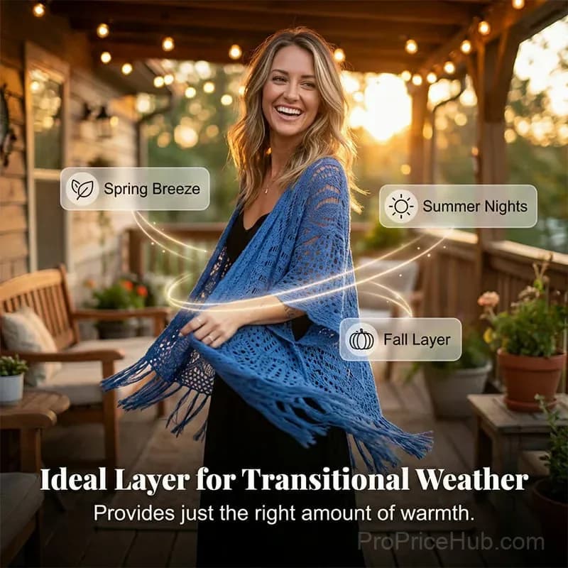 Women's Open-Front Knit Cover-Up, Khaki - View 7