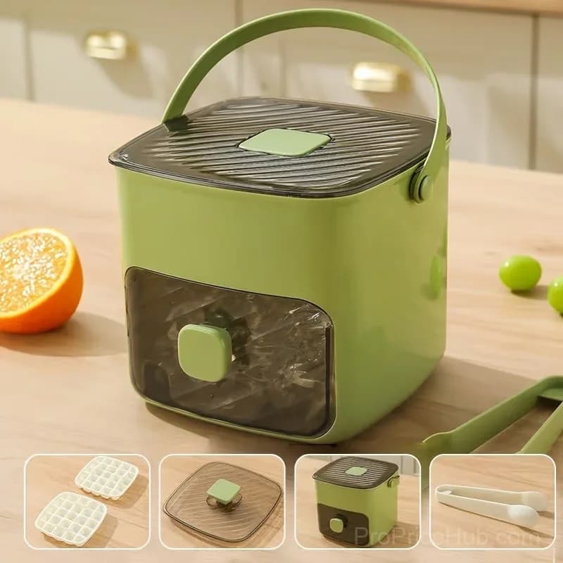 Green Double-Layer Press Ice Cube Tray with Handle - Main