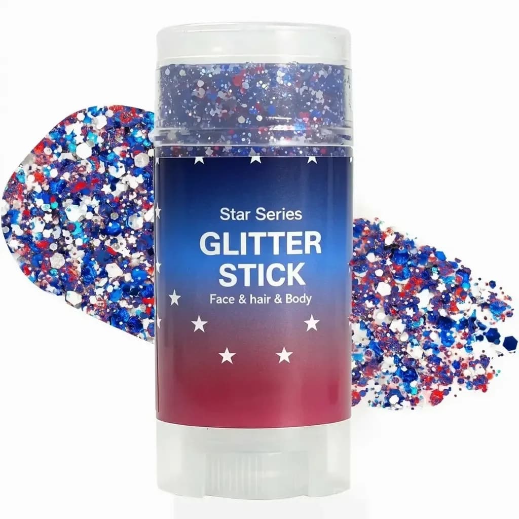 4th of July Glitter Stick - Red White Blue Body Hair Sparkle - Main