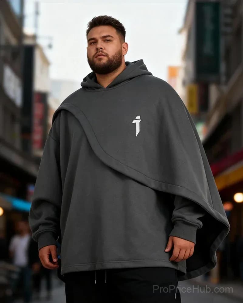 Big & Tall Men's Heavy Industry Fake Two-Piece Hooded Sweatshirt Coat - View 6