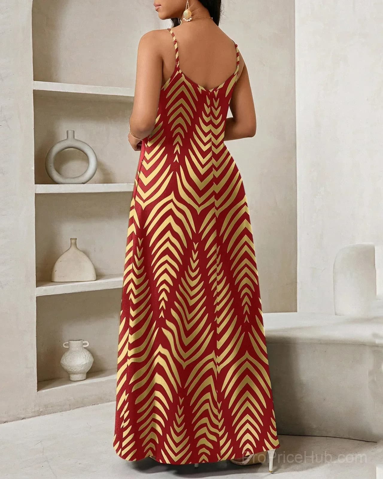 Women's Bohemian Striped Pocket Maxi Dress - View 4