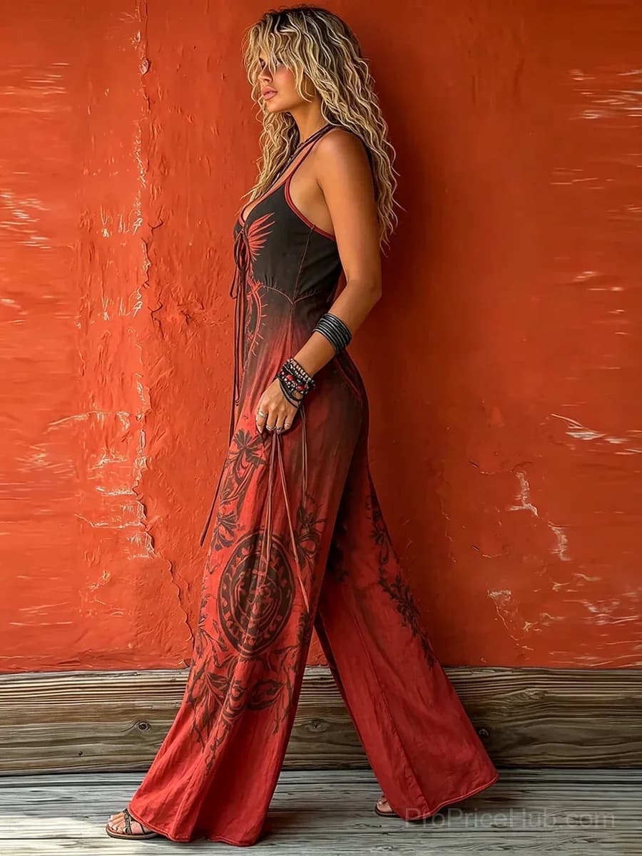 Bohemian Strappy Stretchy Jumpsuit - View 3