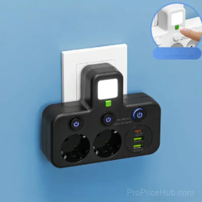 Smart Power Strip with USB Ports, EU Plug, White, 2 Outlets - View 13