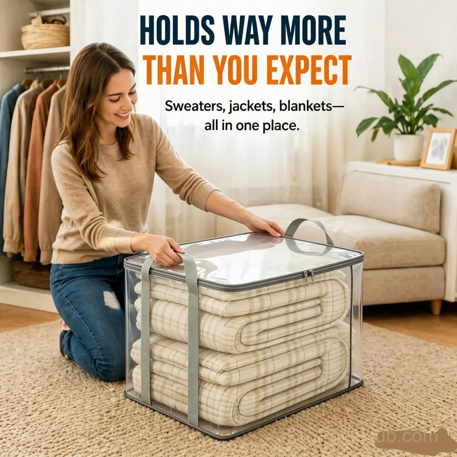 Large Extra-Strong Clear Plastic Storage Bag, Horizontal, 1 Pack - Main