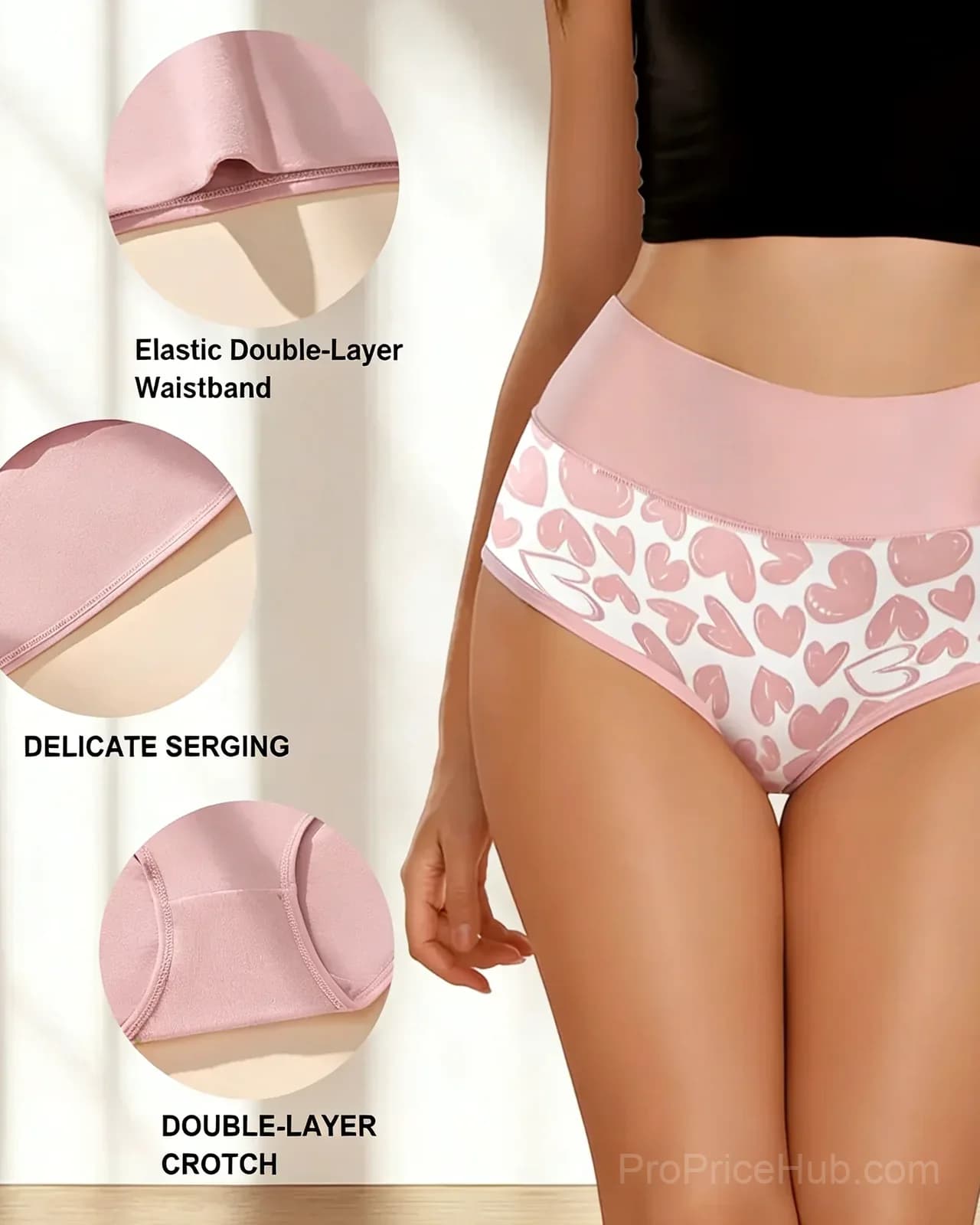 Women's Cute Love Print Soft Cotton Stretchy Panties - 6 Pack - Alt