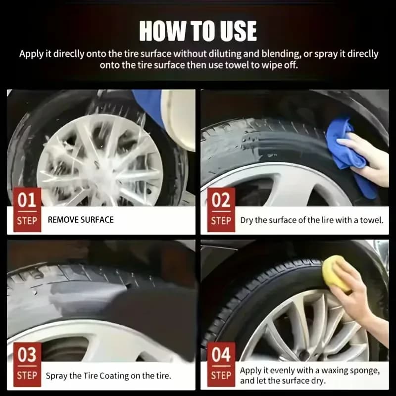 Car Tire & Plastic Trim Renewal Paste with Sponge Cleaner, 3-Pc - View 6