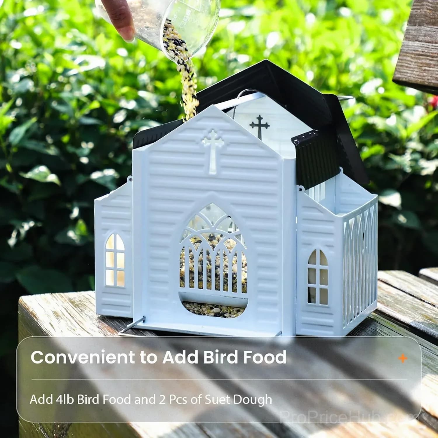 Church-Shaped Solar Bird Feeder for Garden Decor - View 4
