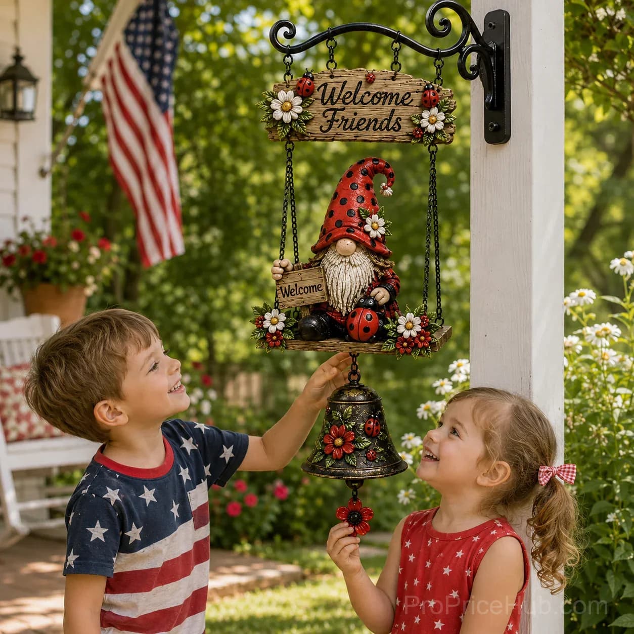 Rustic Garden Gnome Bell Outdoor Decor - View 9
