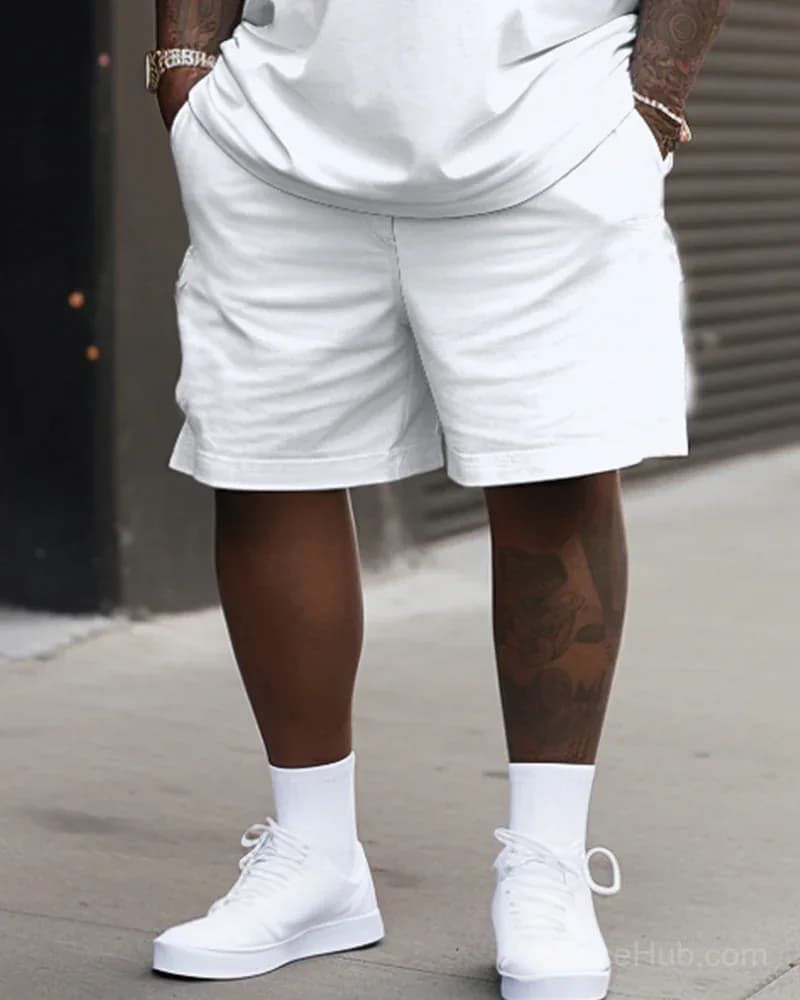Daily Joker Men's White Printed T-Shirt and Shorts Set - Big Size - View 6