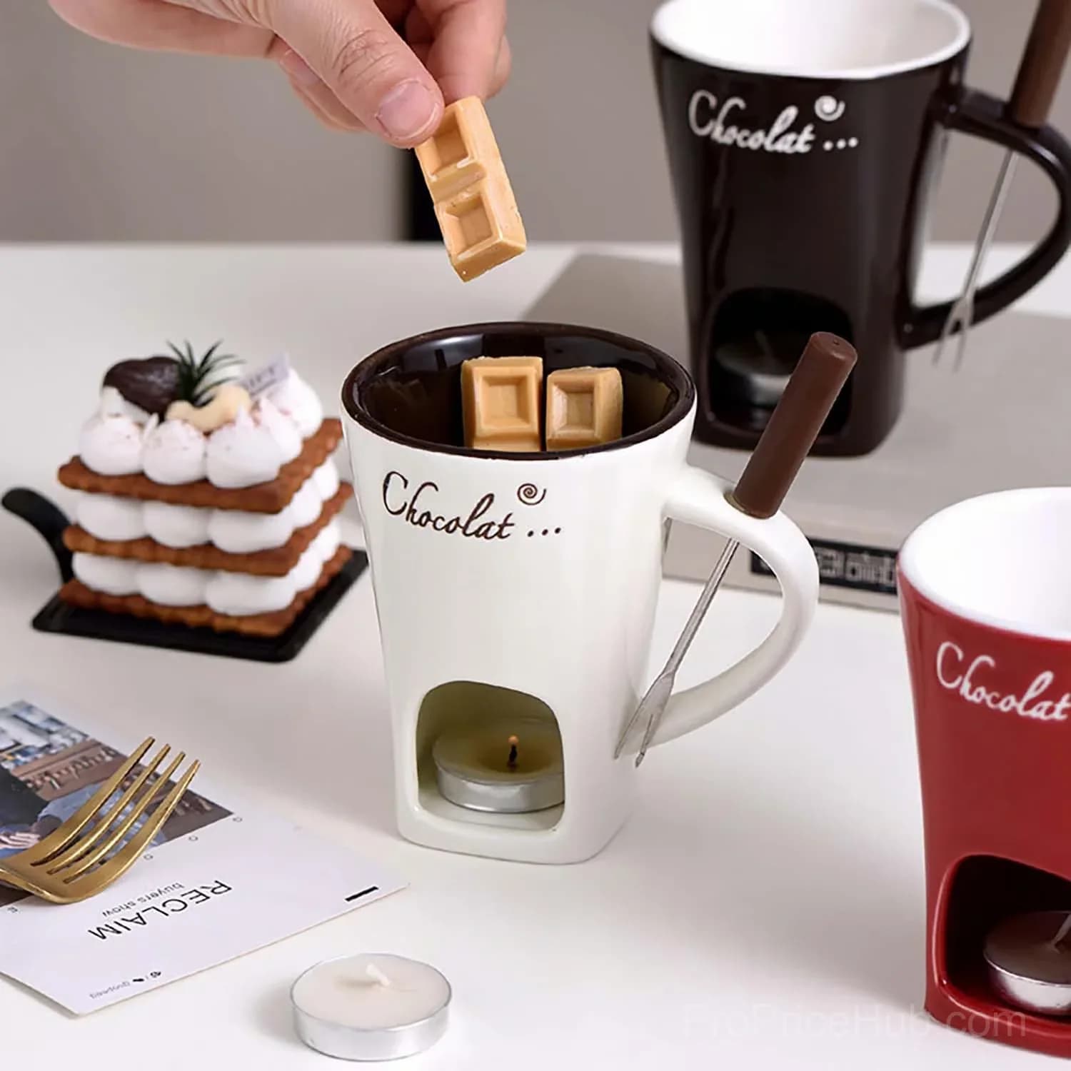 Black Chocolate Fondue Mug, 1-Piece - Alt