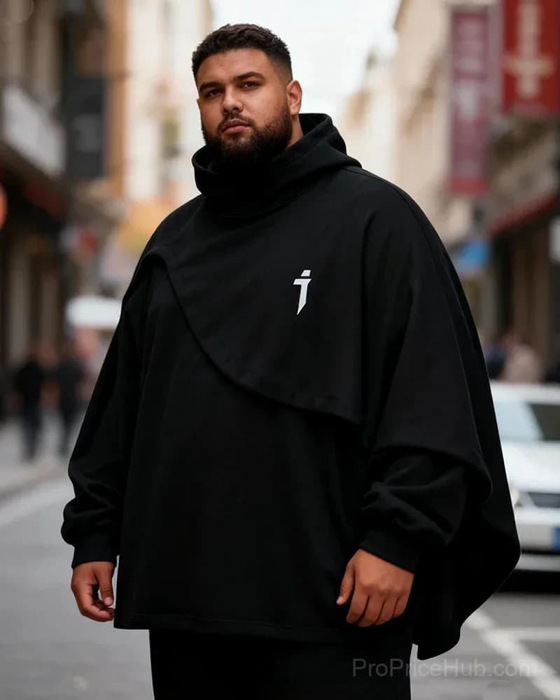 Big & Tall Men's Heavy Industry Fake Two-Piece Hooded Sweatshirt Coat - View 5