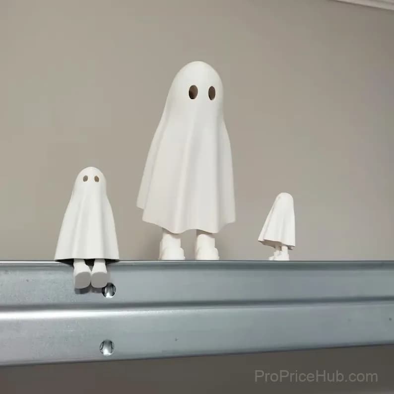 3D Printed Ghost with Feet Halloween Decoration, Small 6cm - Main