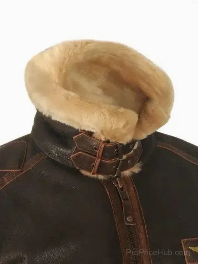 Men's Vintage Faux Fur Leather Jacket - Lapel Zipper - View 4