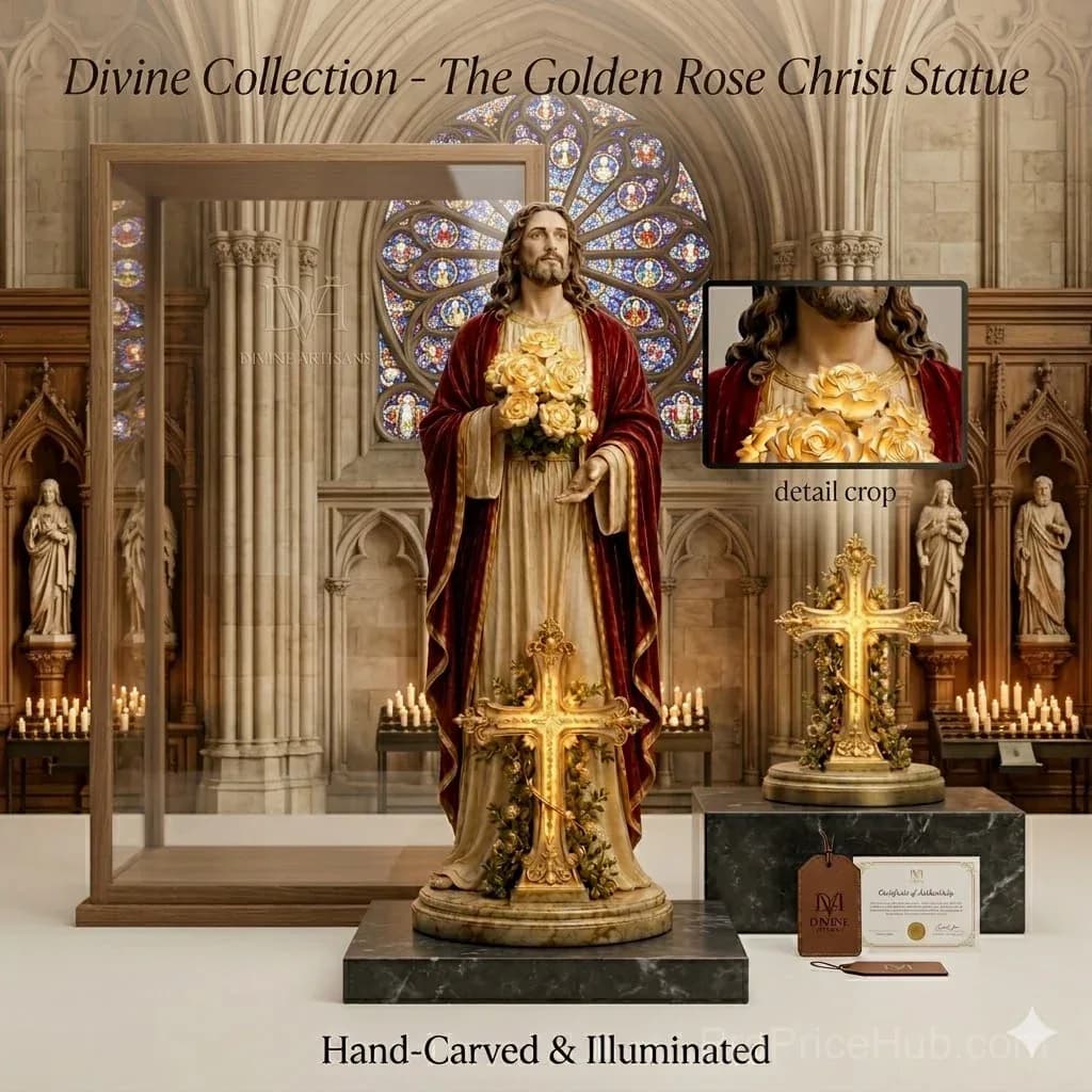 Blessed Light of Jesus Solar LED Glowing Rose Garden Statue - View 4