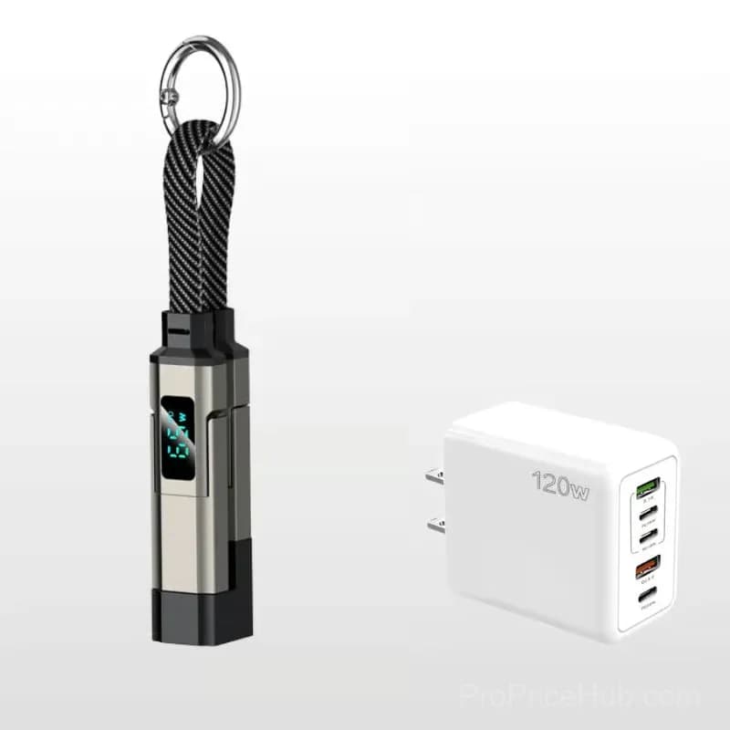 4-in-1 Digital Display Keychain Charging Cable, Black - View 26