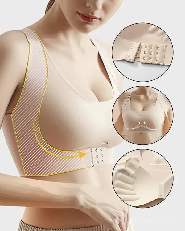 Front Closure Cross-Back Wireless Posture Bra - View 5
