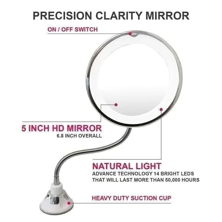 360° Flexible Light-Up 10X Magnification Makeup Mirror - 1 Piece - View 5