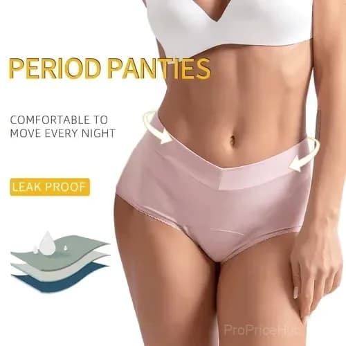 High-Waisted Leak-Proof Period Panties, Pink, L (153-175 lb) - View 2