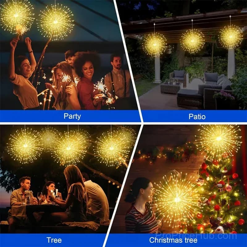 Solar Firework String Lights, Warm White, 4-Pack 240 LED - View 8