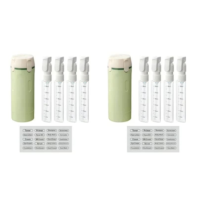 4-in-1 Leakproof Rotatable Travel Toiletry Dispenser Set, Green - View 2