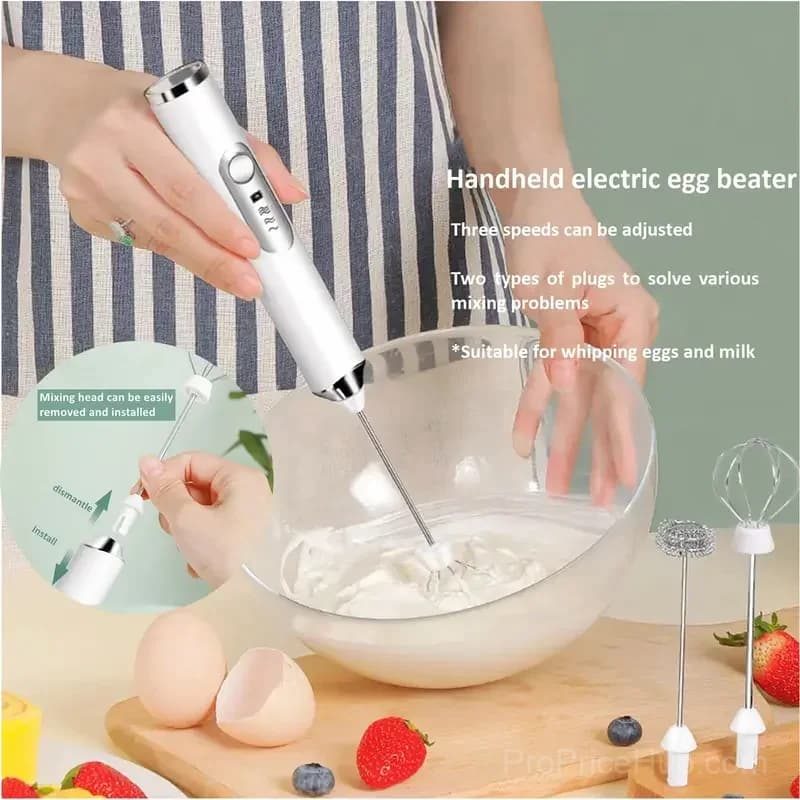 Rechargeable 3-Speed Handheld Milk Frother Wand for Drinks - Main