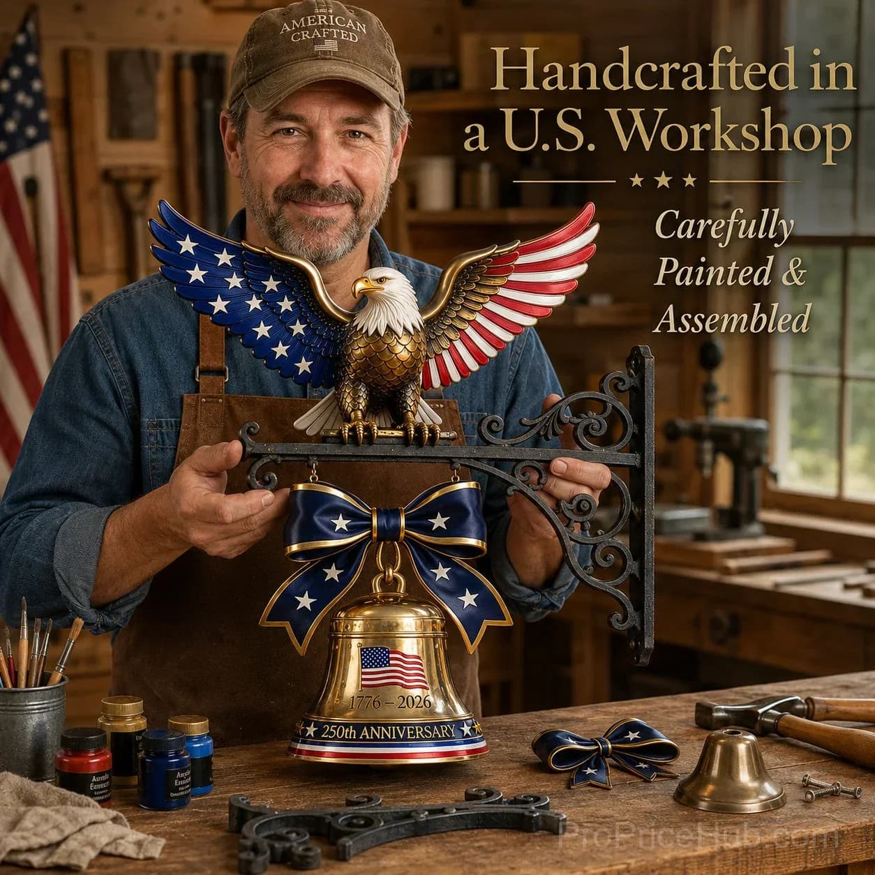 1776-2026 Spirit of Liberty Eagle Bell Garden Decor - Alt