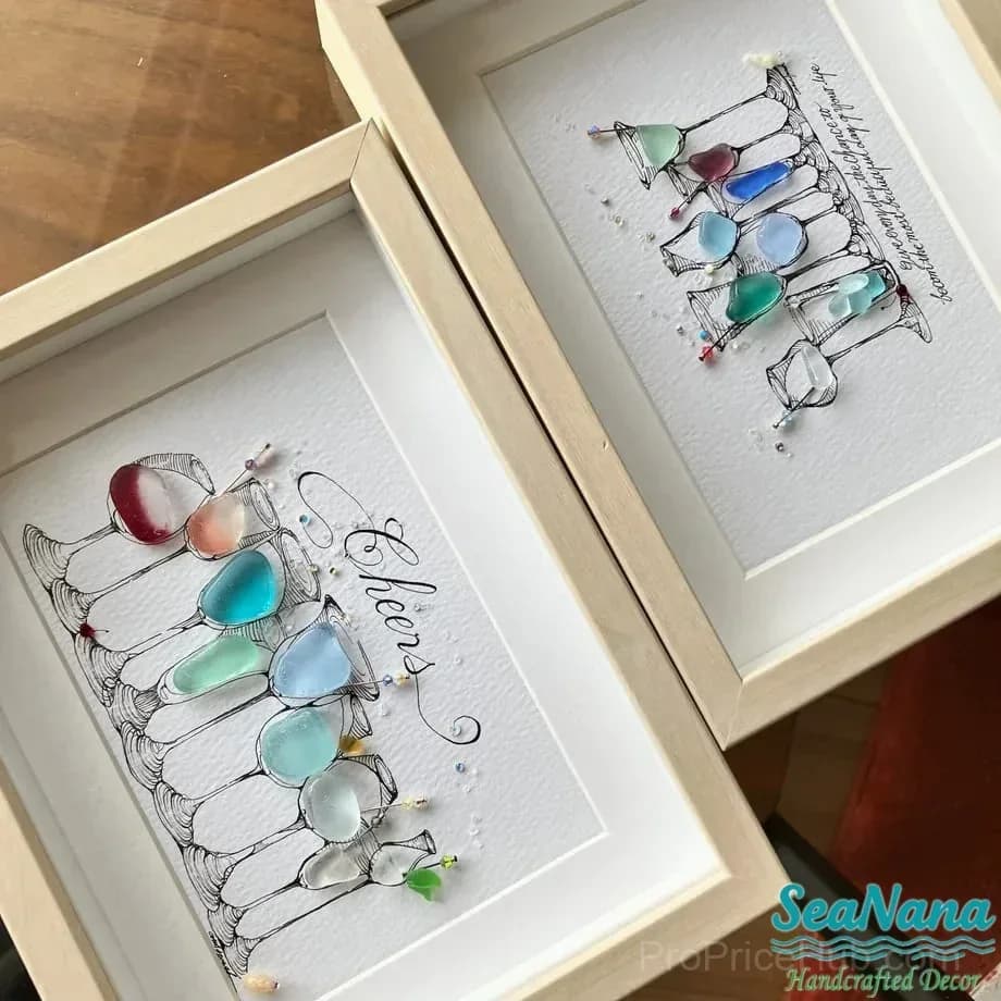 Cocktail Party Sea Glass Art - Main